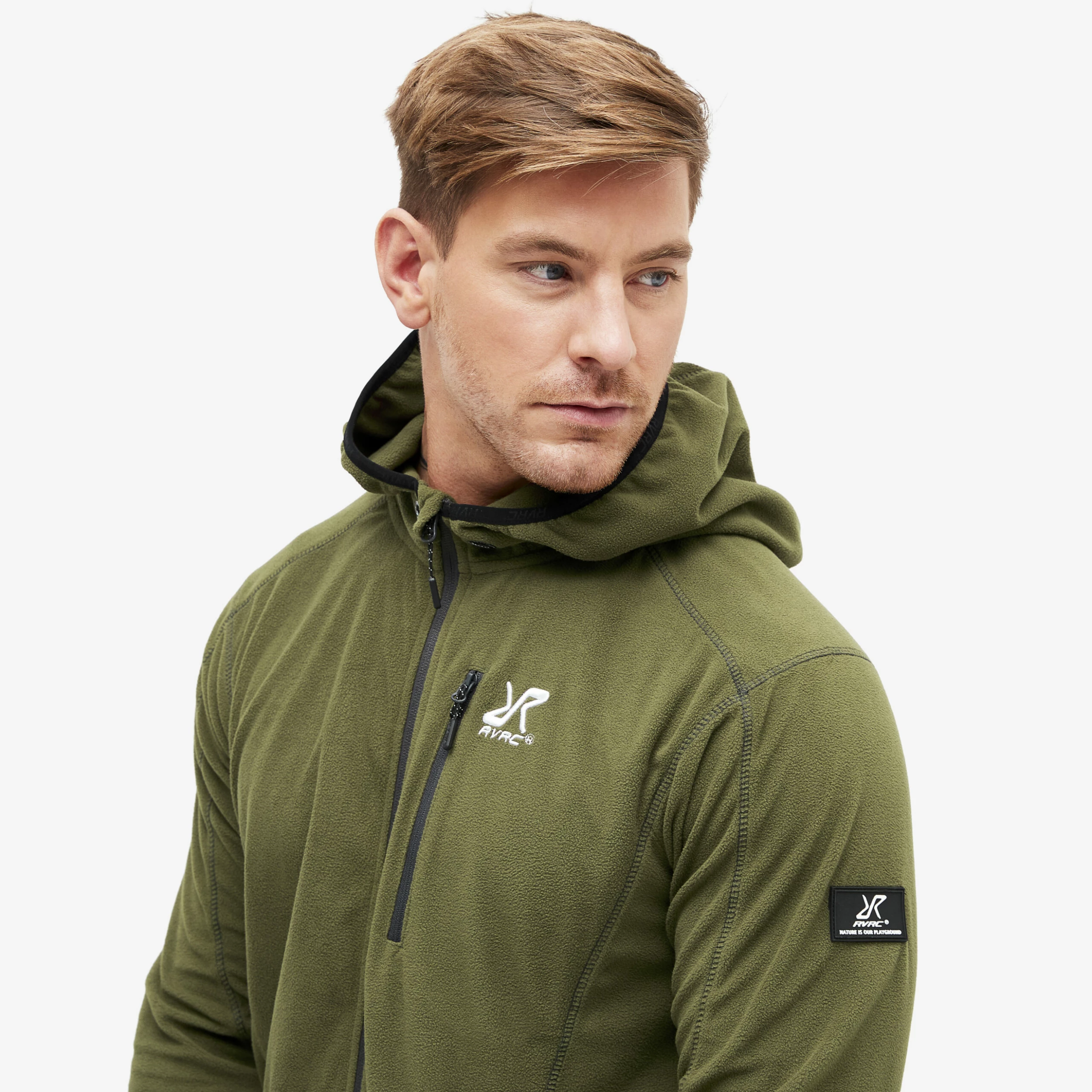 Trekker Hoodie Men Dark Olive - Image 4