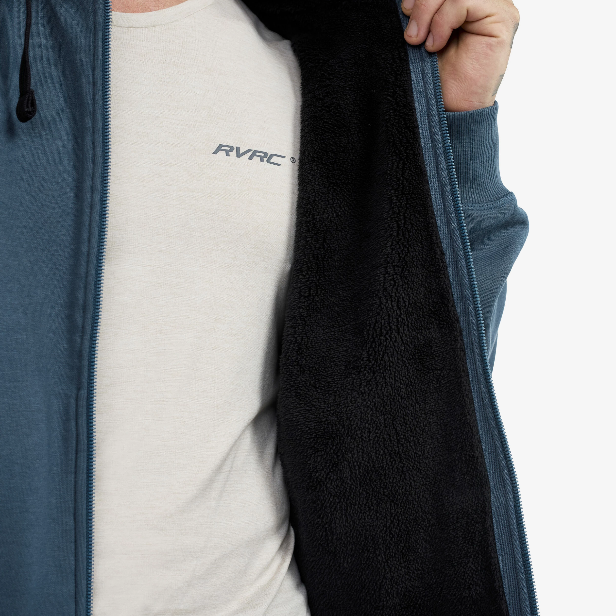 Pile Lined Hoodie Men Moonlit Ocean - Image 7