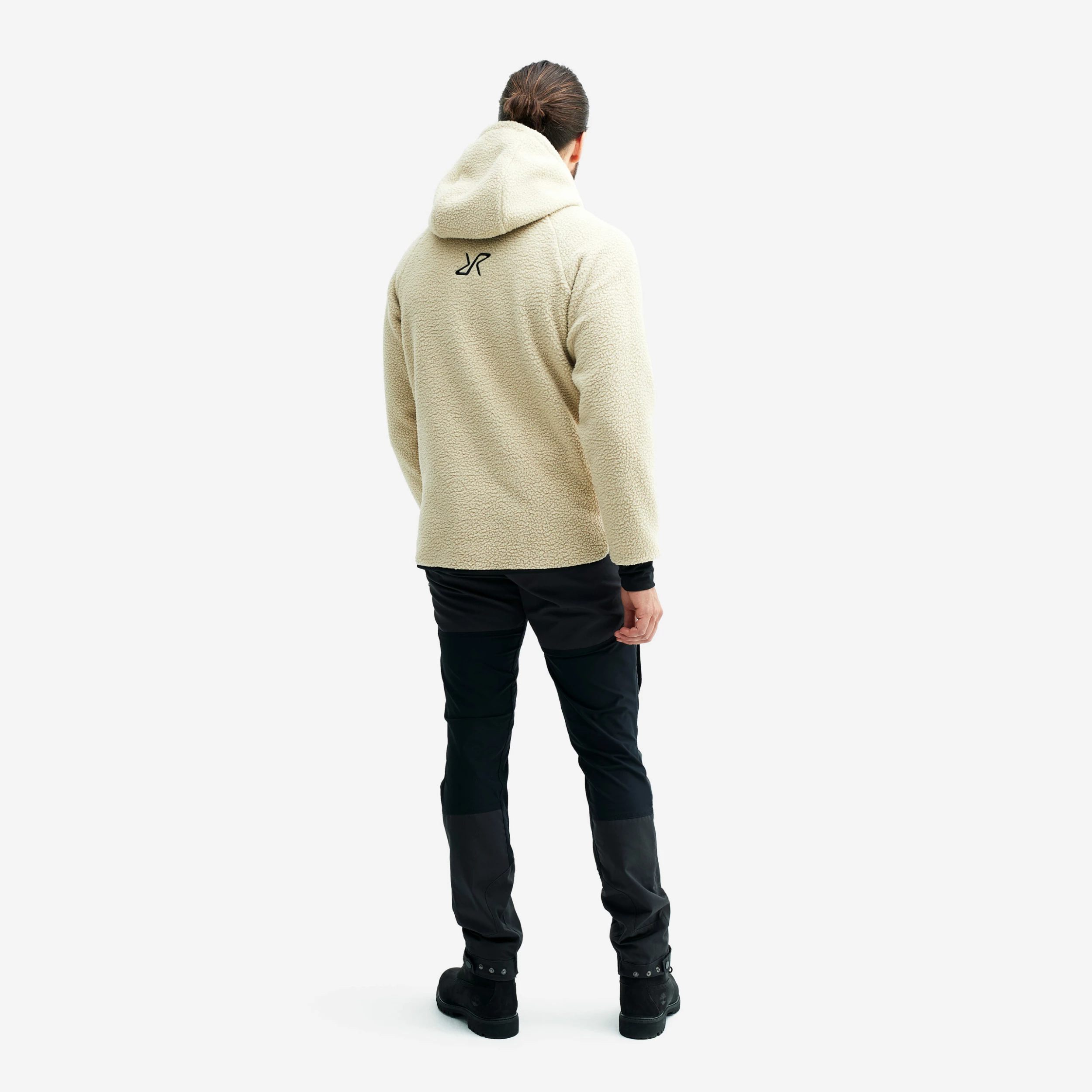 Sherpa Hoodie Men Beige Khaki - Image 3