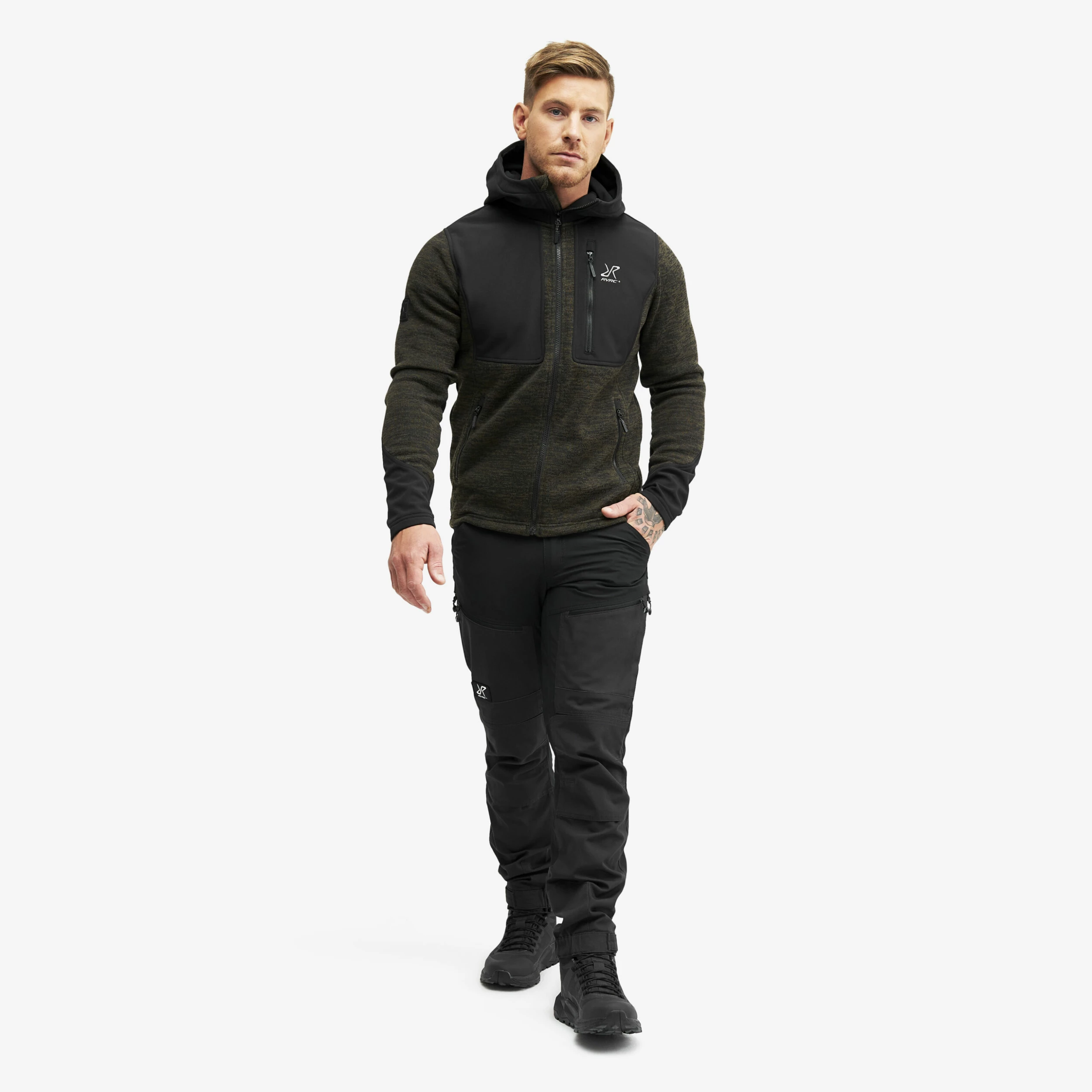 Wander Pro Wool Hoodie Men Dark Olive - Image 2