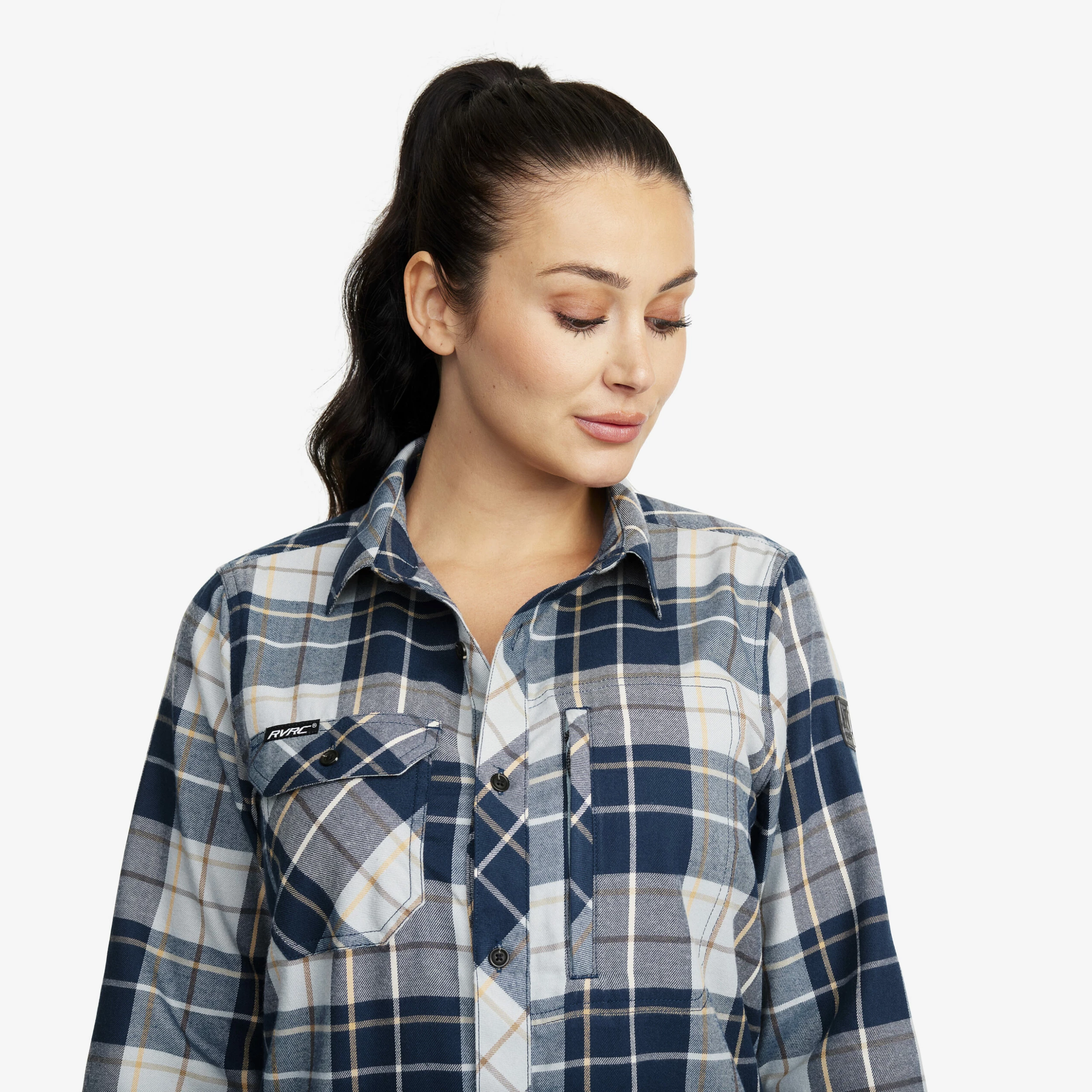 Flannel Shirt Women Moonlit Ocean/Blueberry - Image 4